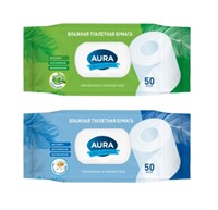 Влажная туалетная бумага AURA Ultra Comfort с клапаном 50 штук 4600999020247