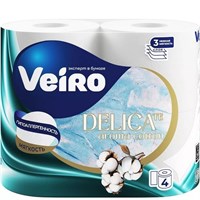 Бумага туалетная ароматизированная Veiro DELICATE, БЕЛЫЙ, 3-сл., 17,5м, 4 рулона 4670024937451