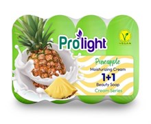 Мыло туалетное с увлажняющим кремом PROLIGHT 1+1 Сливочно-ананасовое, 4Х80 гр. (эко-пак) 27157