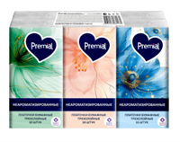 PREMIAL classic Платочки бумажные 3-х сл.  неароматизир. 6шт 4607016280196