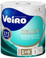VEIRO   бумажные Полотенца DELICATE, БЕЛЫЙ   1шт , 2-сл., 75м 6*55 4670024934221