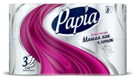 Туалетная бумага Papia Белая 3 слоя 8 рулонов 4604857000051