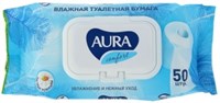 Влажная туалетная бумага AURA Ultra Comfort с клапаном 50 штук 4600999020247