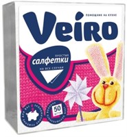 Салфетки бумажные Veiro Столовые сервировочные Белые 24х24 см 1 слой 50 штук 4607133450281