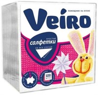 Салфетки бумажные Veiro Столовые сервировочные Белые 24х24 см 1 слой 100 штук 4670024931039