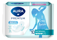 Прокладки женские гигиенические AURA  PREMIUM  NORMAL 10шт 4752171016026