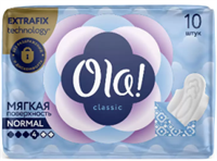 OLA  Прокладки CLASSIC WINGS SINGLES NORMAL толстые Мягкая поверхность 10шт 4680007630255