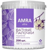 Ватные палочки AMRA в стакане 200 штук 4607016282497