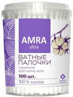 Ватные палочки AMRA в стакане 100 штук 4607016282480