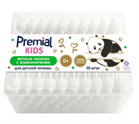 PREMIAL Ватные палочки для детской гигиены с ограничителем 4607016287324