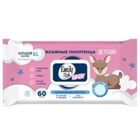 Emily Style Влаж. полотенца ДЕТСКИЕ без отдушки с крышкой 0+* XL  роз/гол 60шт 4620739985537