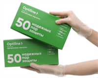 Перчатки виниловые неопудренные Optiline, размер M, 100 шт. в упаковке 2001802826797