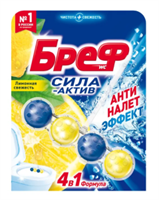 Подвесной блок-шарики для унитаза Бреф Сила Актив Лимонная свежесть 50 г 9000100625289