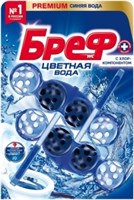 Блок для унитаза BREF БРЕФ Цветная вода, с хлор-компонентом, 2*50 г 4660286504096