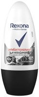 Дезодорант шариковый Rexona Антибактериальная Невидимая на черном и белом 50 мл 46195883